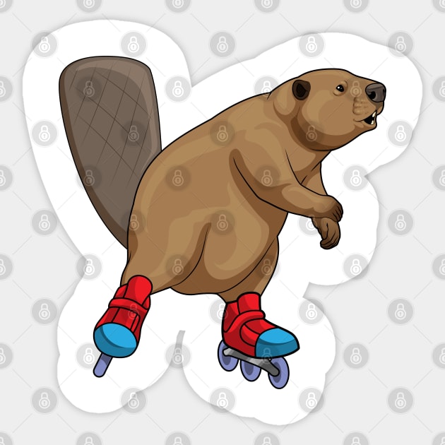 Beaver Inline skating Roller skates Sticker by Markus Schnabel